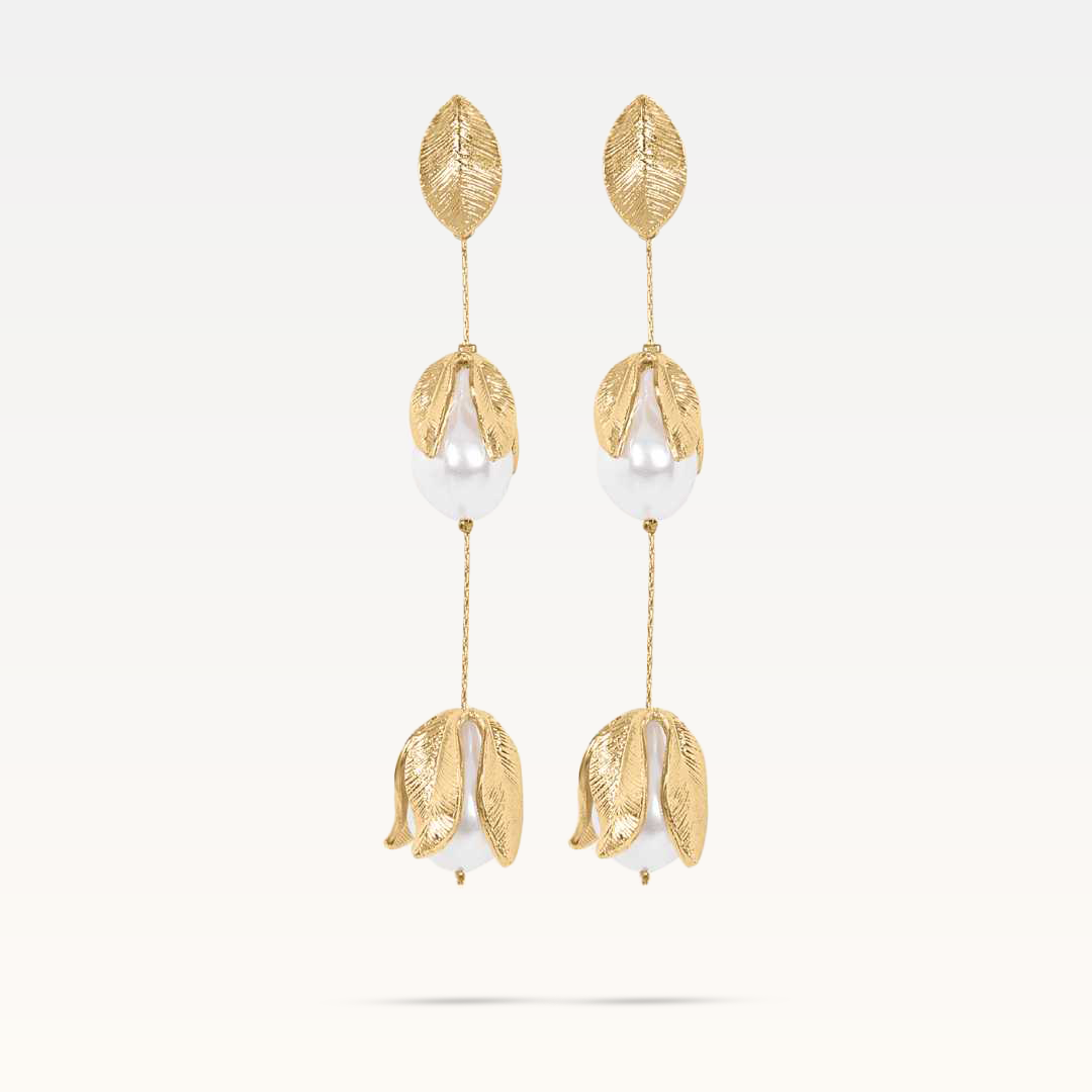 Malou Drop Earrings - Pearl & Gold