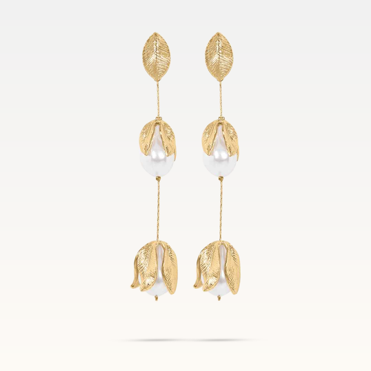 Malou Drop Earrings - Pearl & Gold