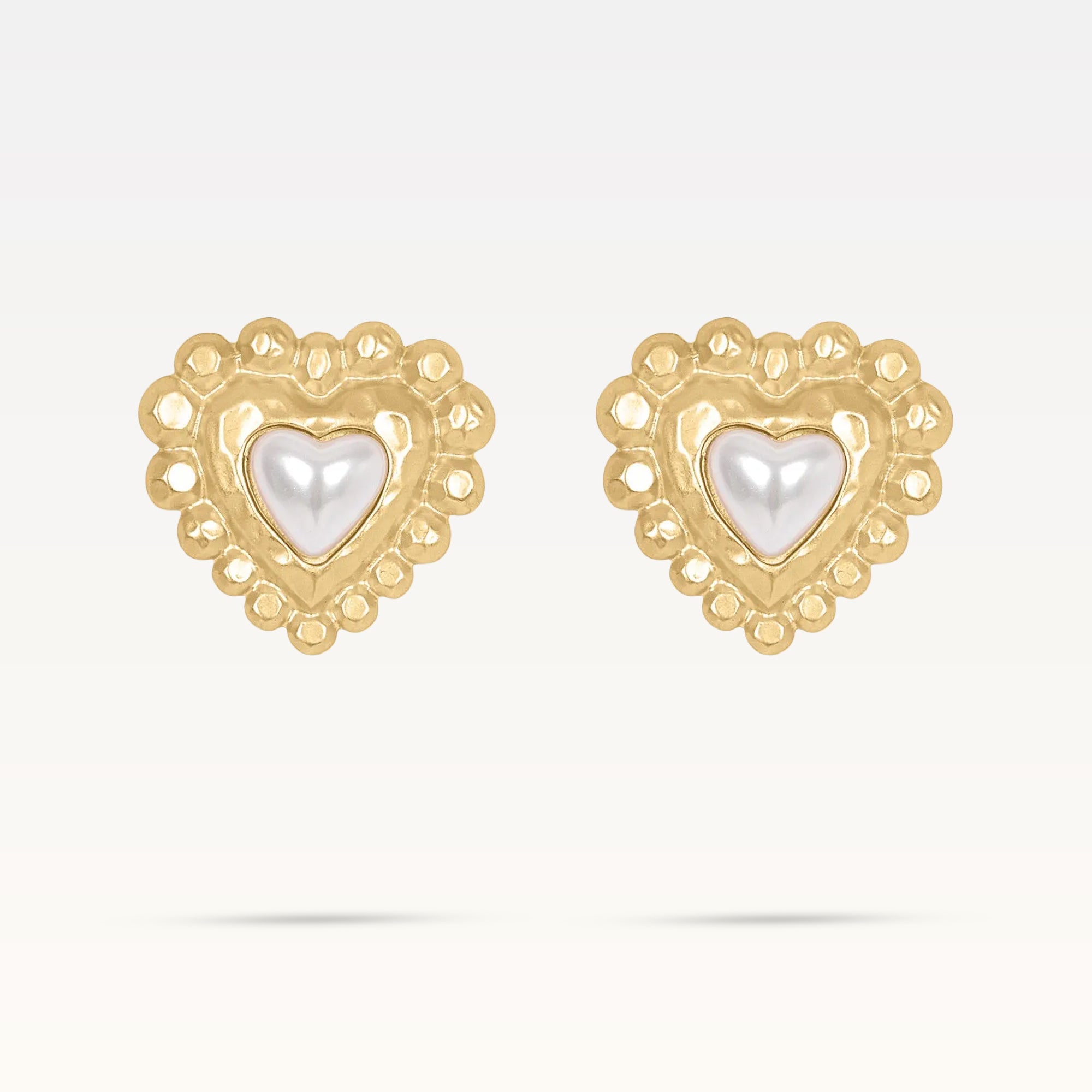 Milou Heart Pearl Earrings - Gold