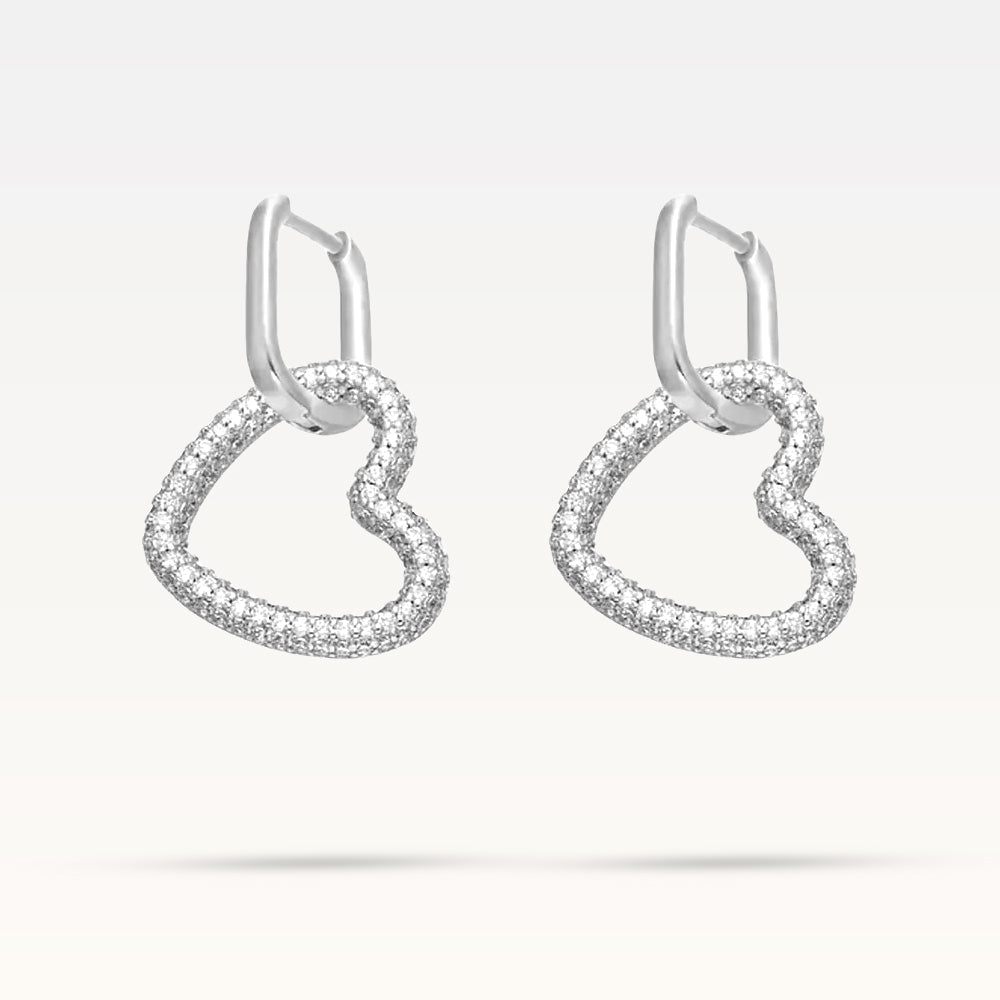 Ophelia Heart Earrings - Silver