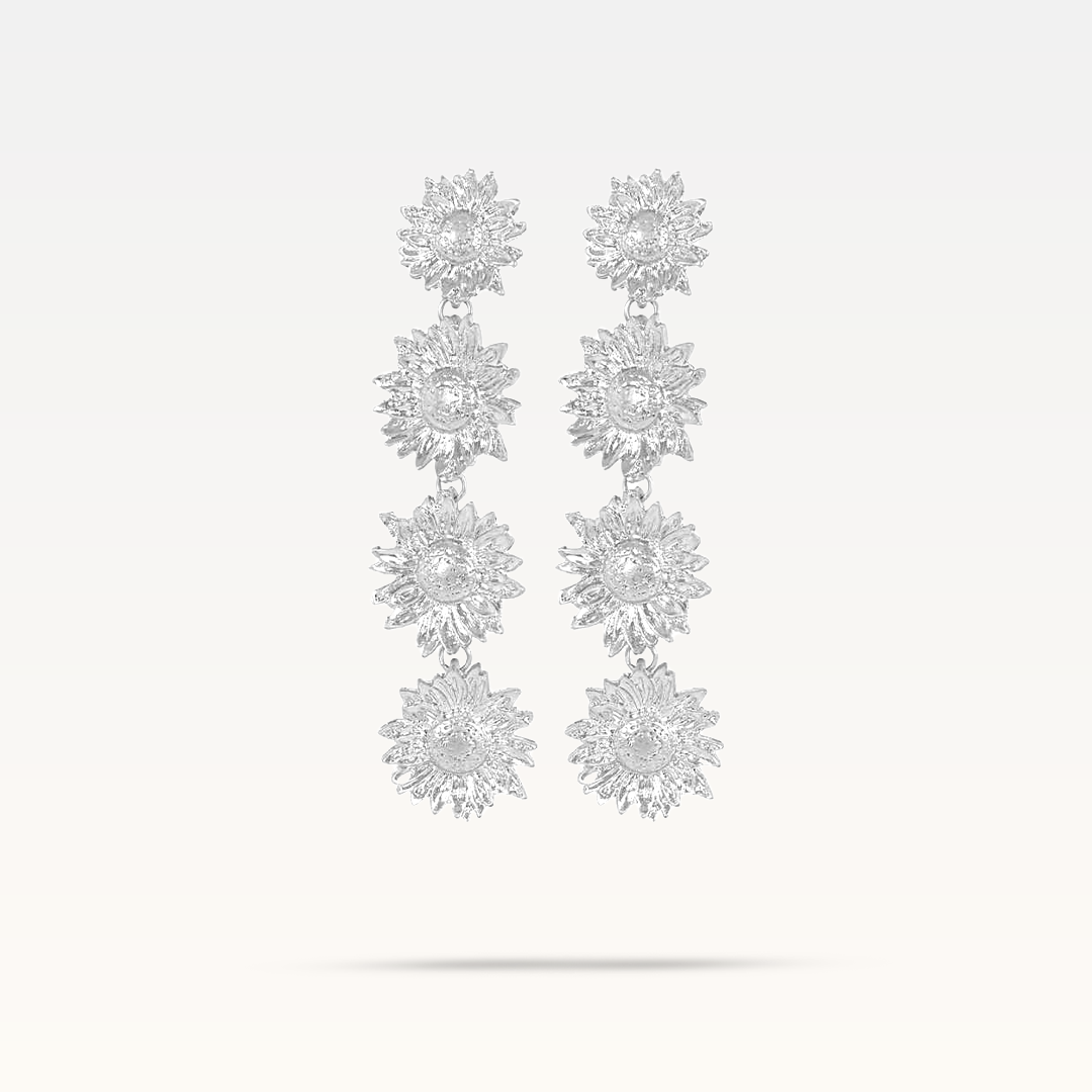 Sunny Flower Earrings - Silver