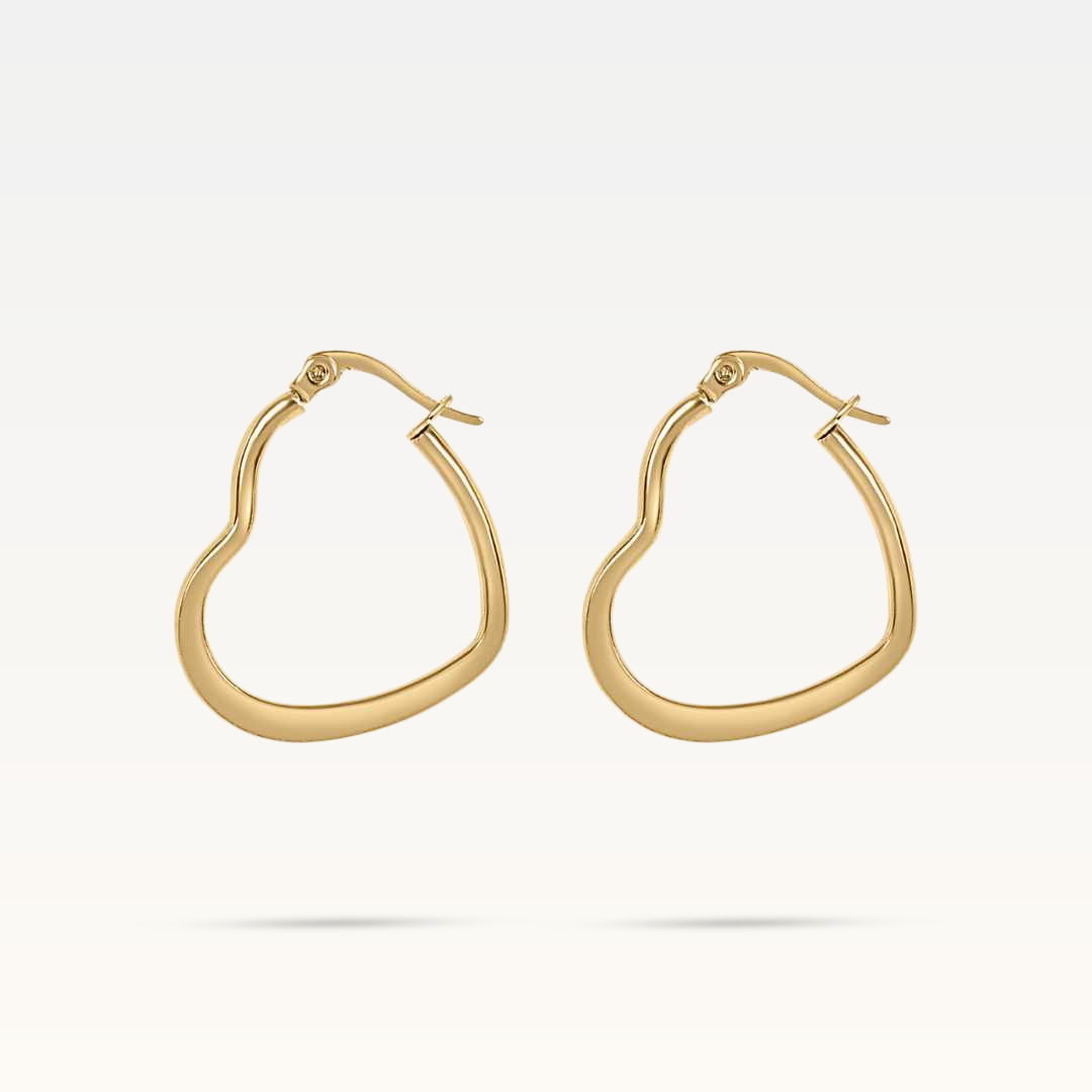 Valentina Heart Hoop Earrings - Gold 25mm