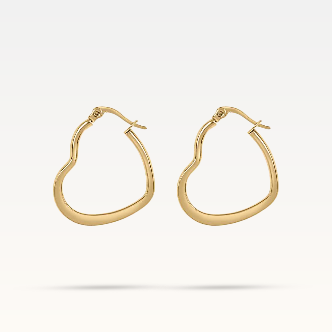 Valentina Heart Hoop Earrings - Gold 35Mm