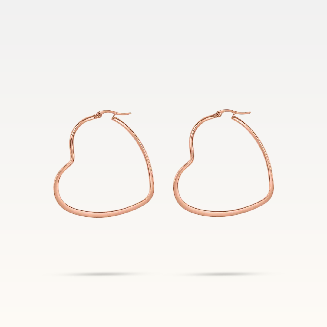 Valentina Heart Hoop Earrings - Rose Gold 45Mm