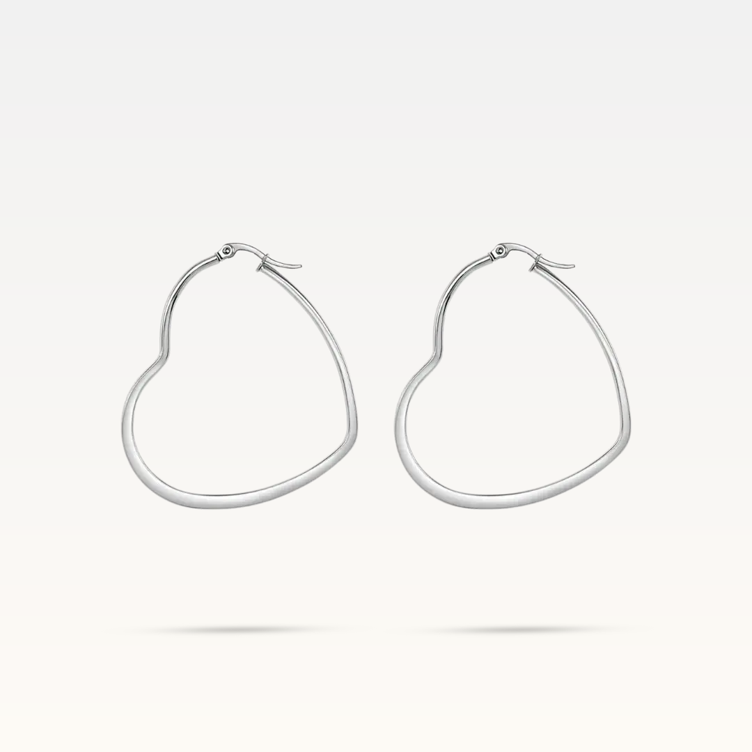 Valentina Heart Hoop Earrings - Silver 25Mm