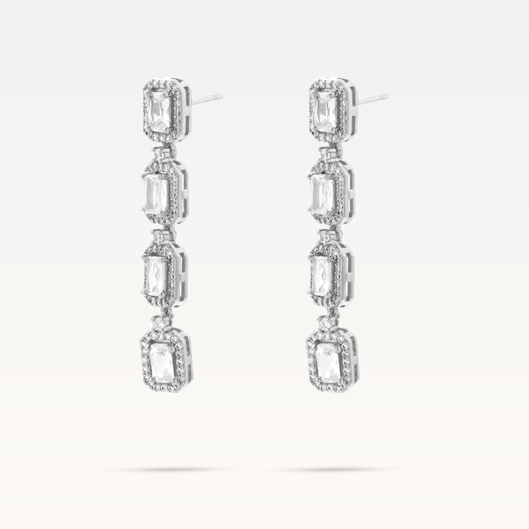 Victoria's Radiance Drop Earrings - Silver