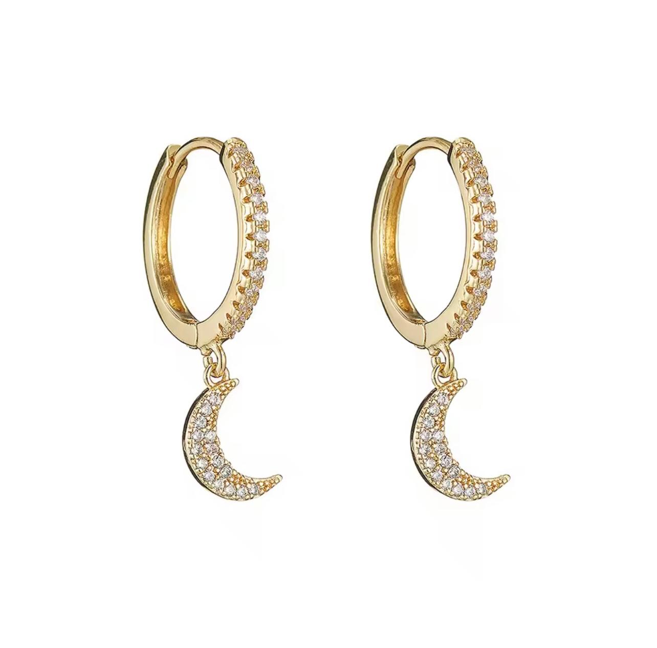 Celeste Moon Earrings - Gold