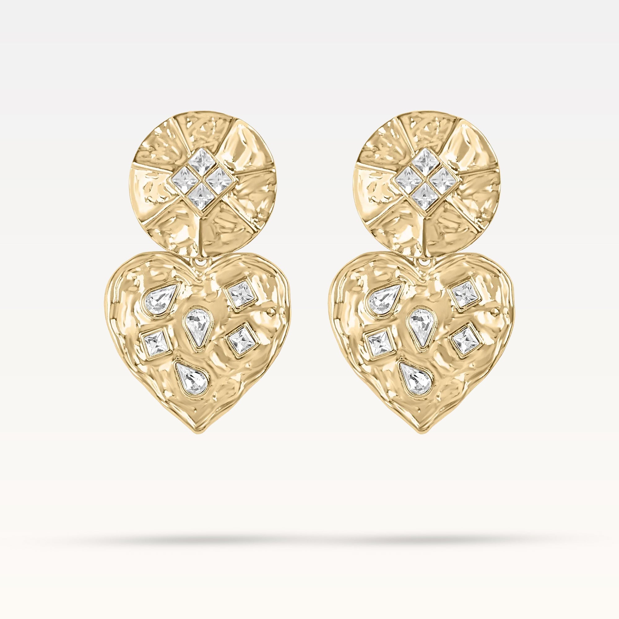 Yvette Heart Earrings - Gold