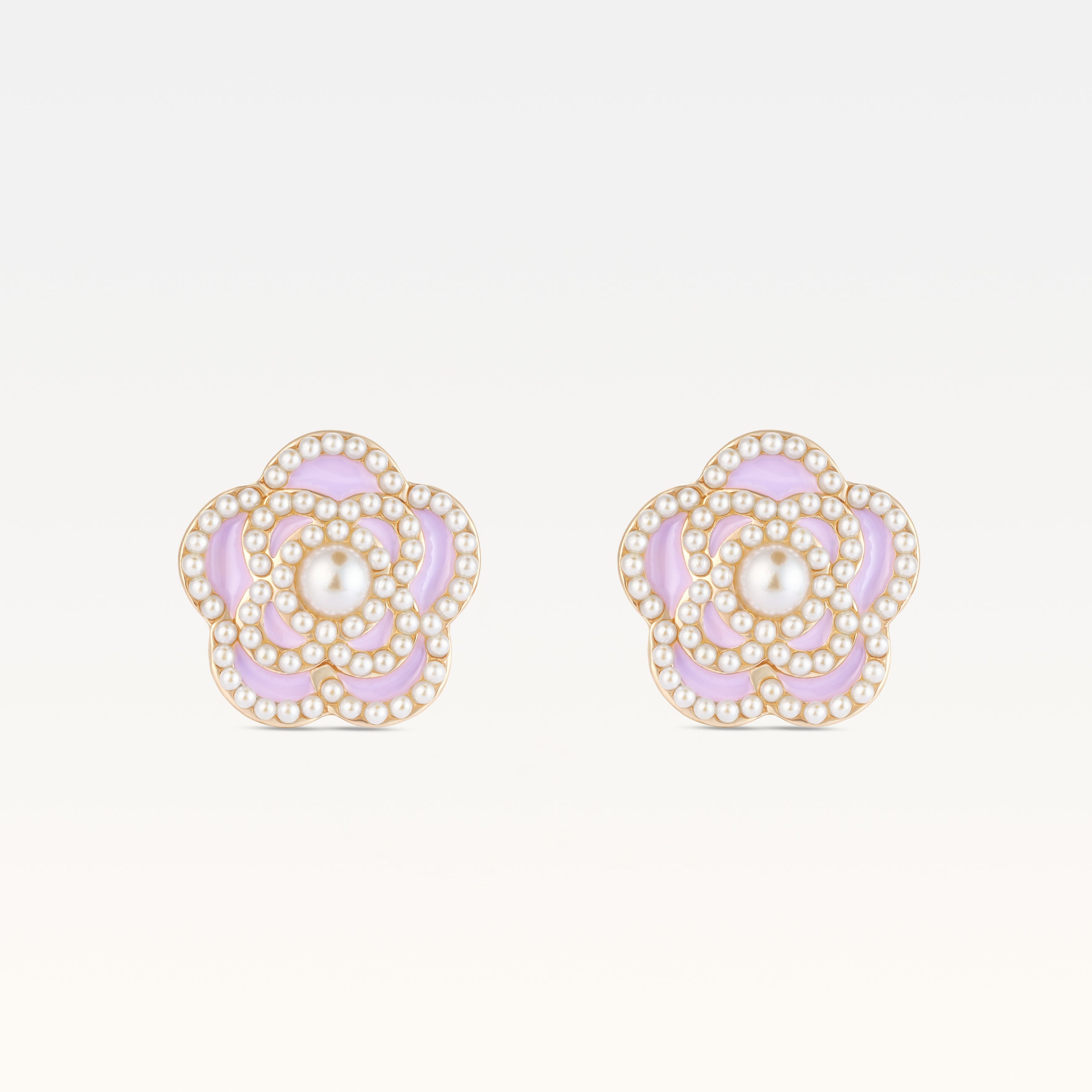 MB Côte d'Azur Gold-Plated Lavender Mist Camélia Earrings