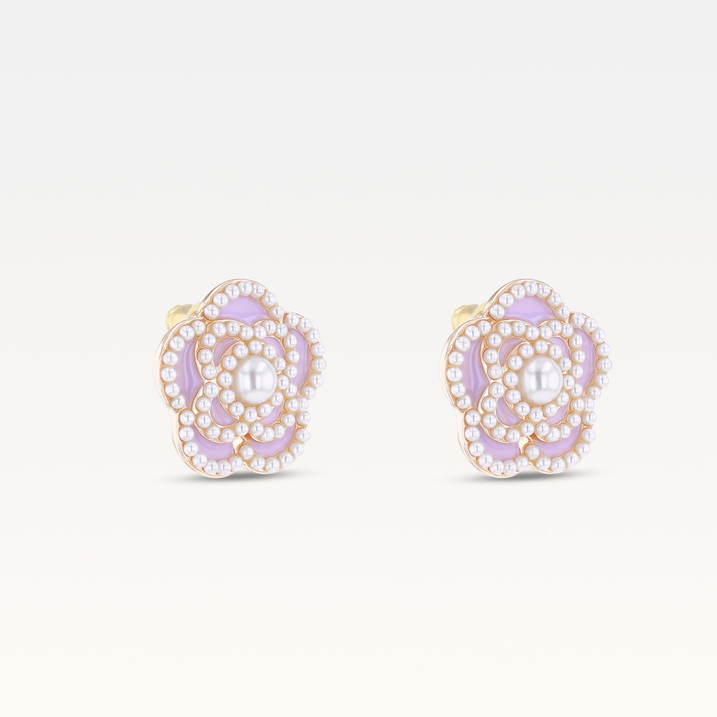 MB Côte d'Azur Gold-Plated Lavender Mist Camélia Earrings