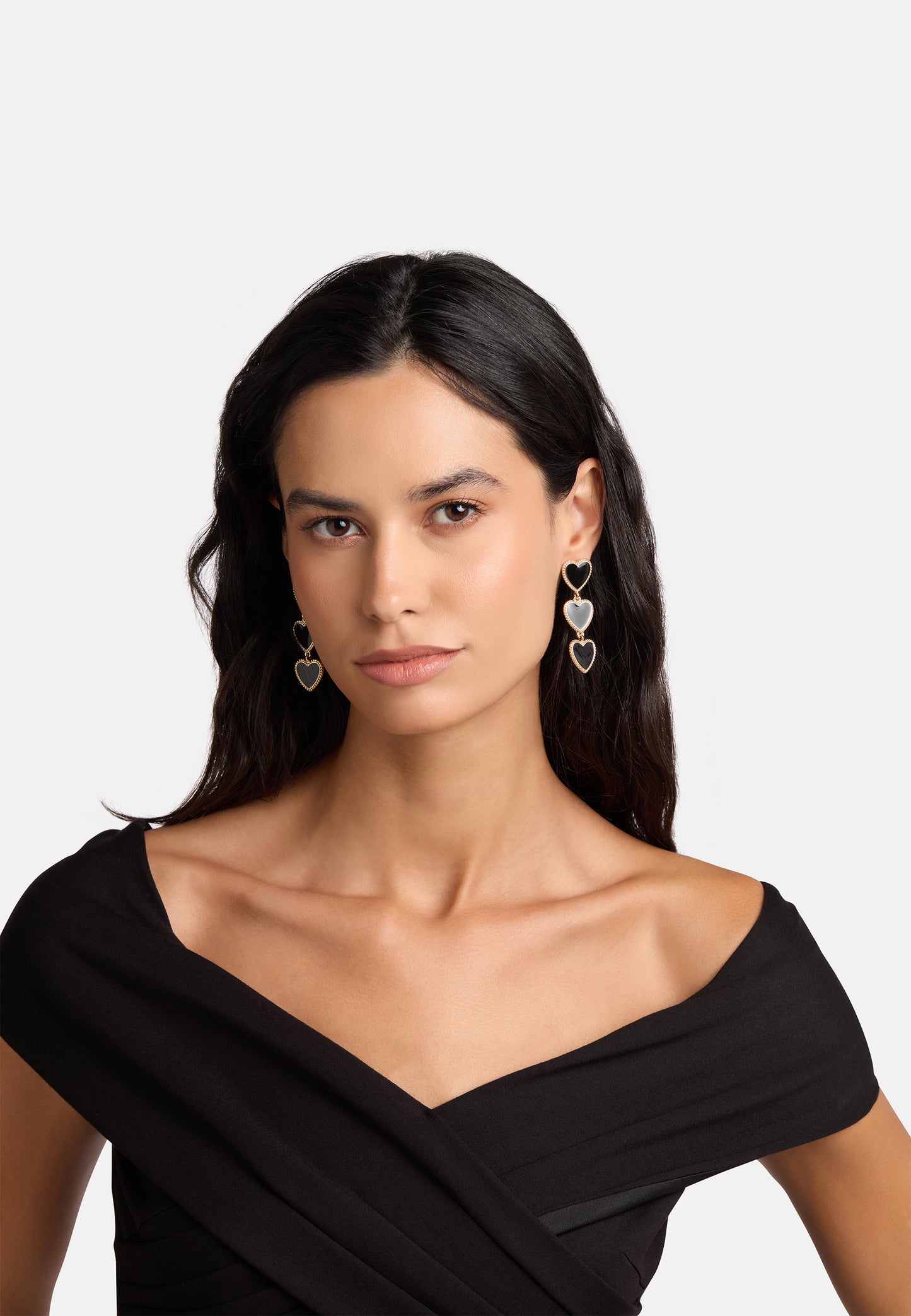 MB Maeva Gold-Plated Black Heart Earrings