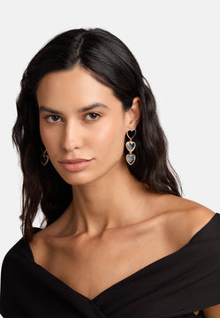 MB Maeva Gold-Plated Black Heart Earrings