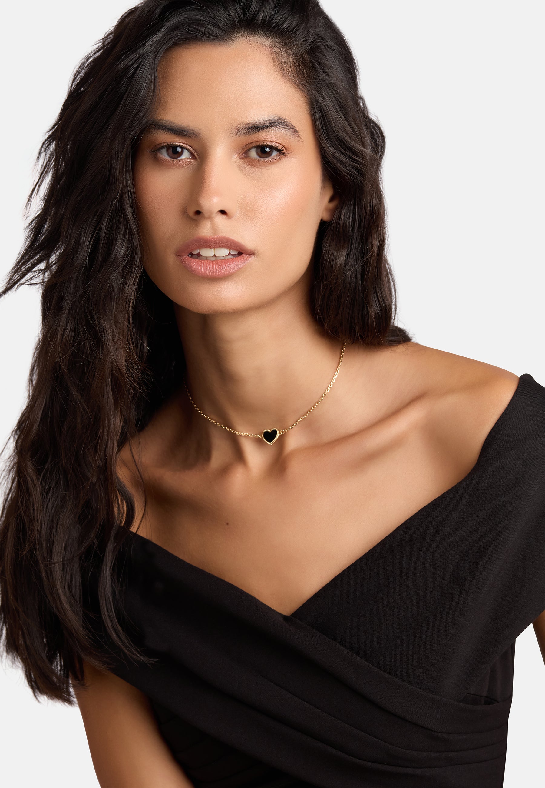 MB Maeva Gold-Plated Black Heart Necklace