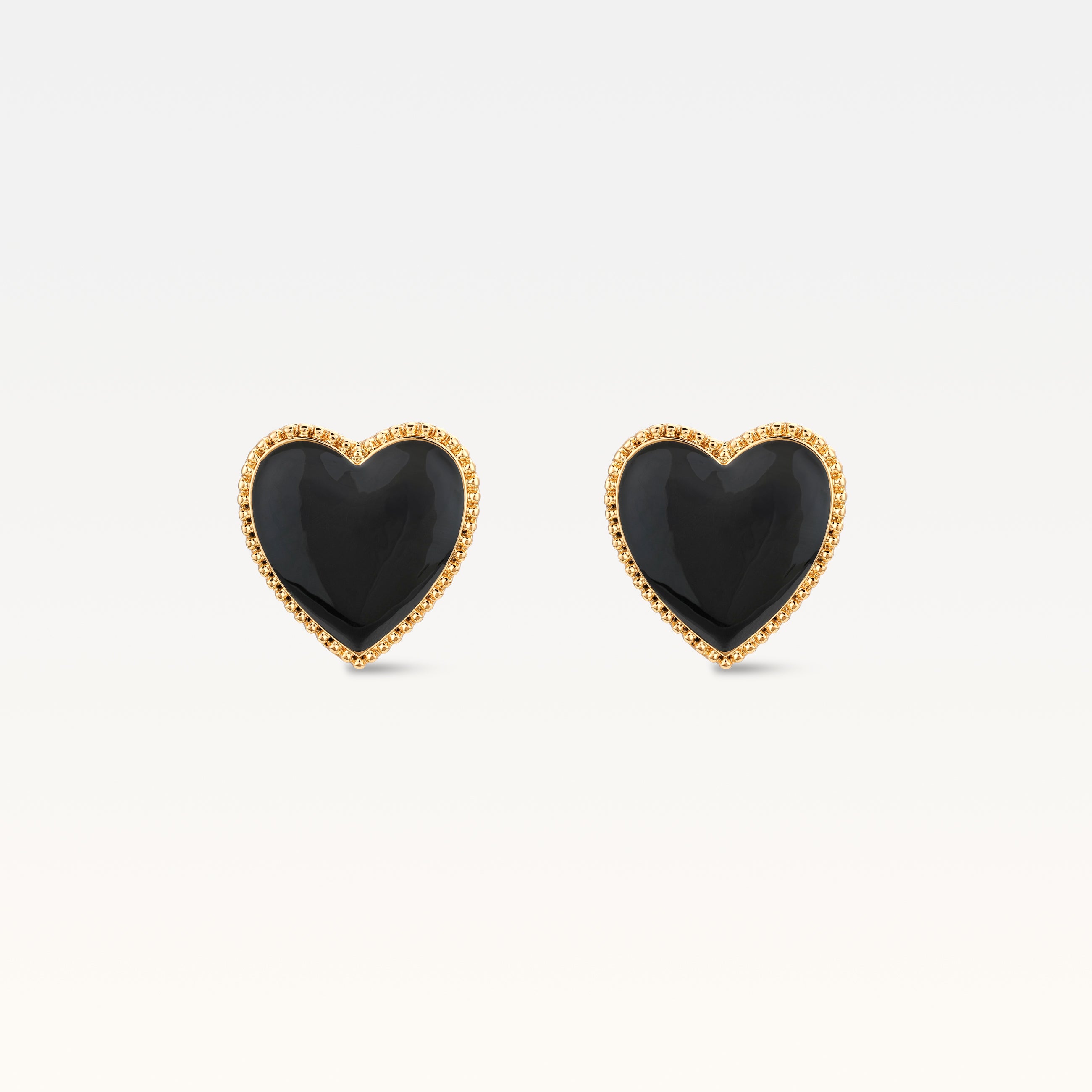 MB Maeva Gold-Plated Black Heart Studs