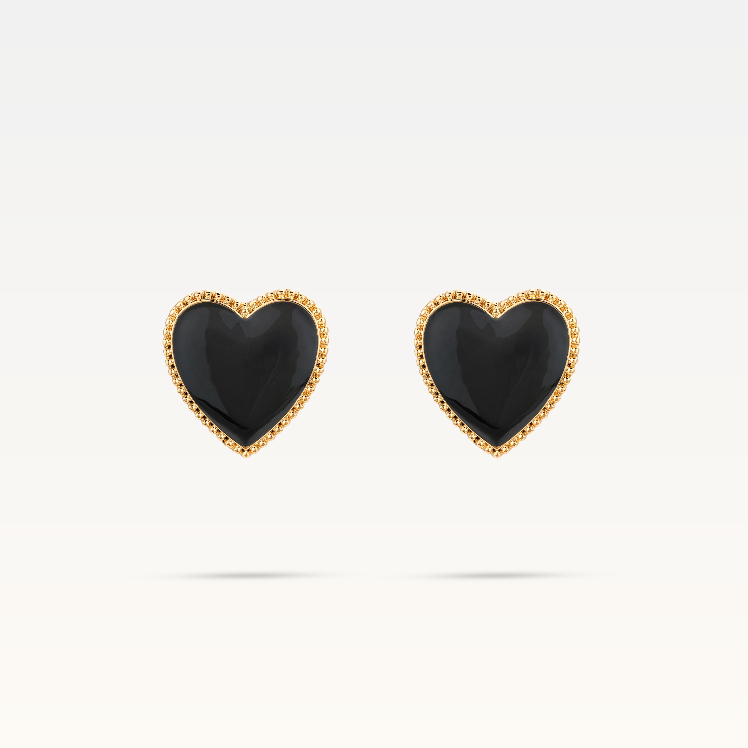 MB Maeva Gold-Plated Black Heart Studs