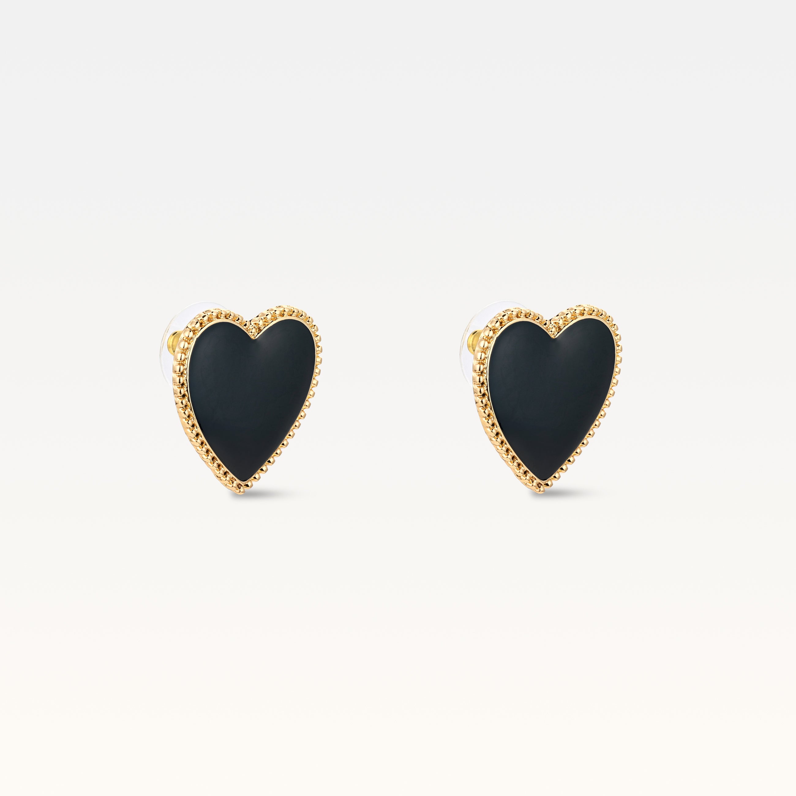 MB Maeva Gold-Plated Black Heart Studs