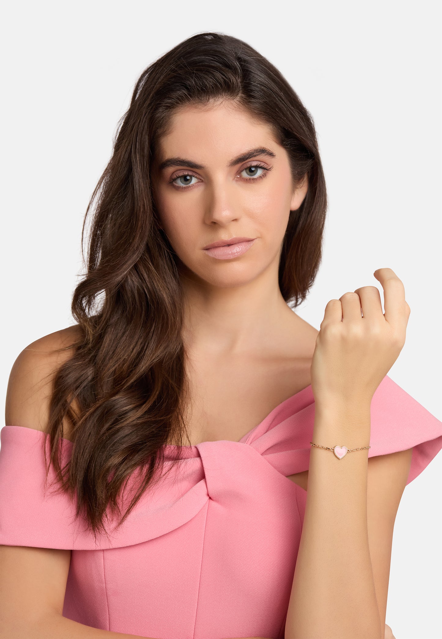 MB Maeva Gold-Plated Pink Heart Bracelet