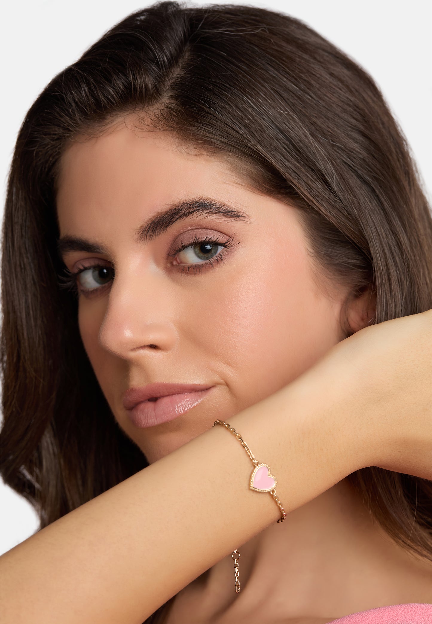 MB Maeva Gold-Plated Pink Heart Bracelet