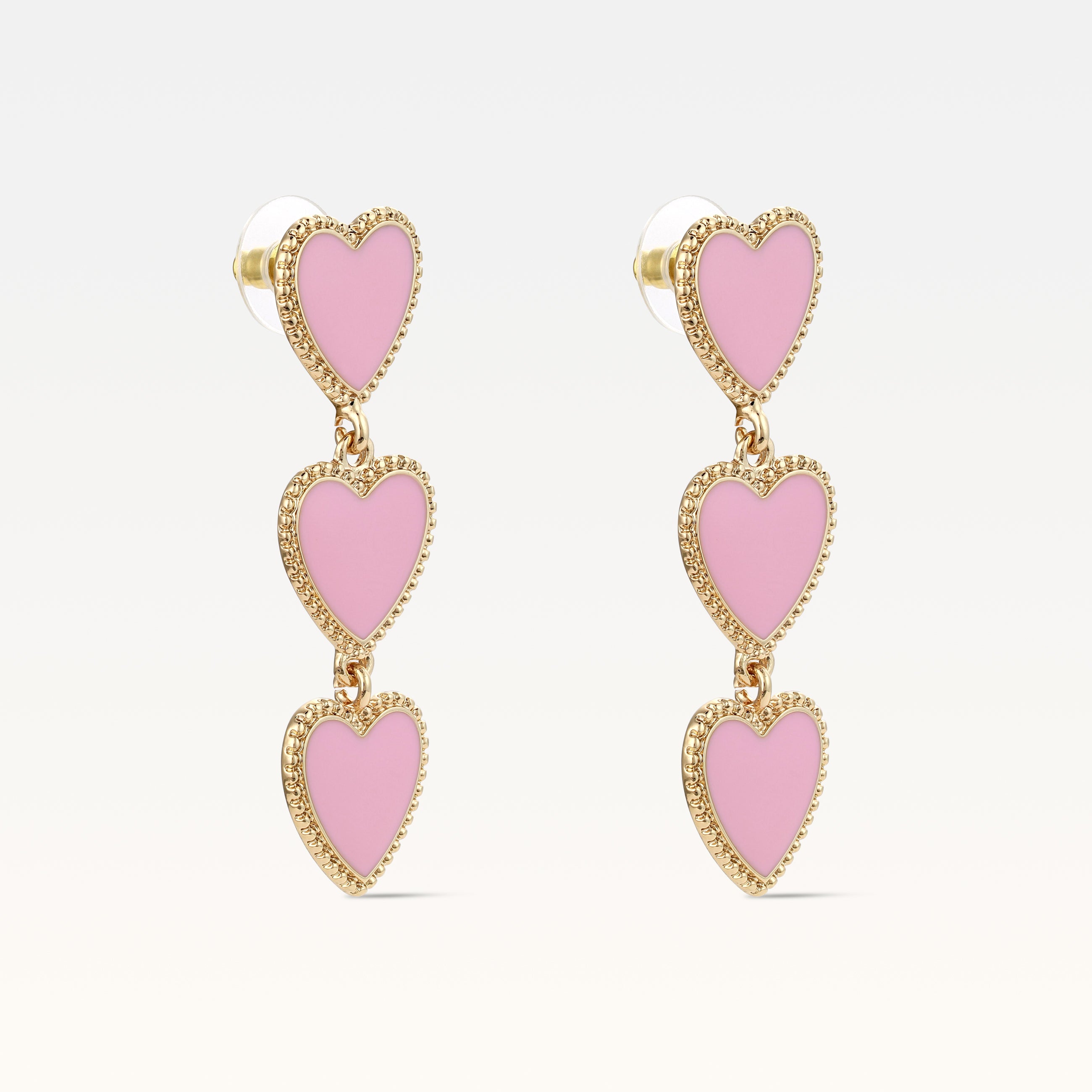 MB Maeva Gold-Plated Pink Heart Earrings