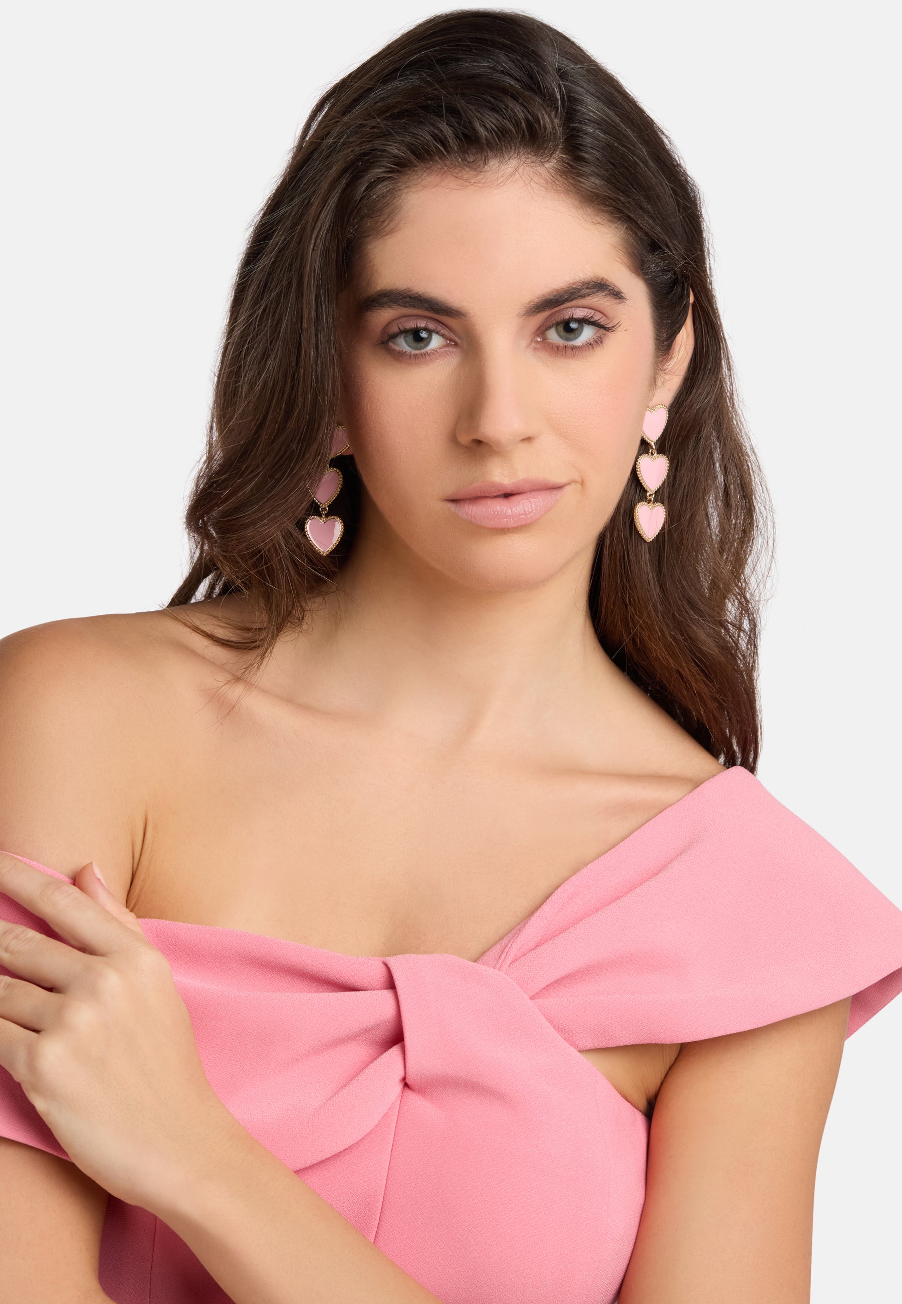 MB Maeva Gold-Plated Pink Heart Earrings