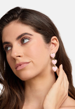 MB Maeva Gold-Plated Pink Heart Earrings