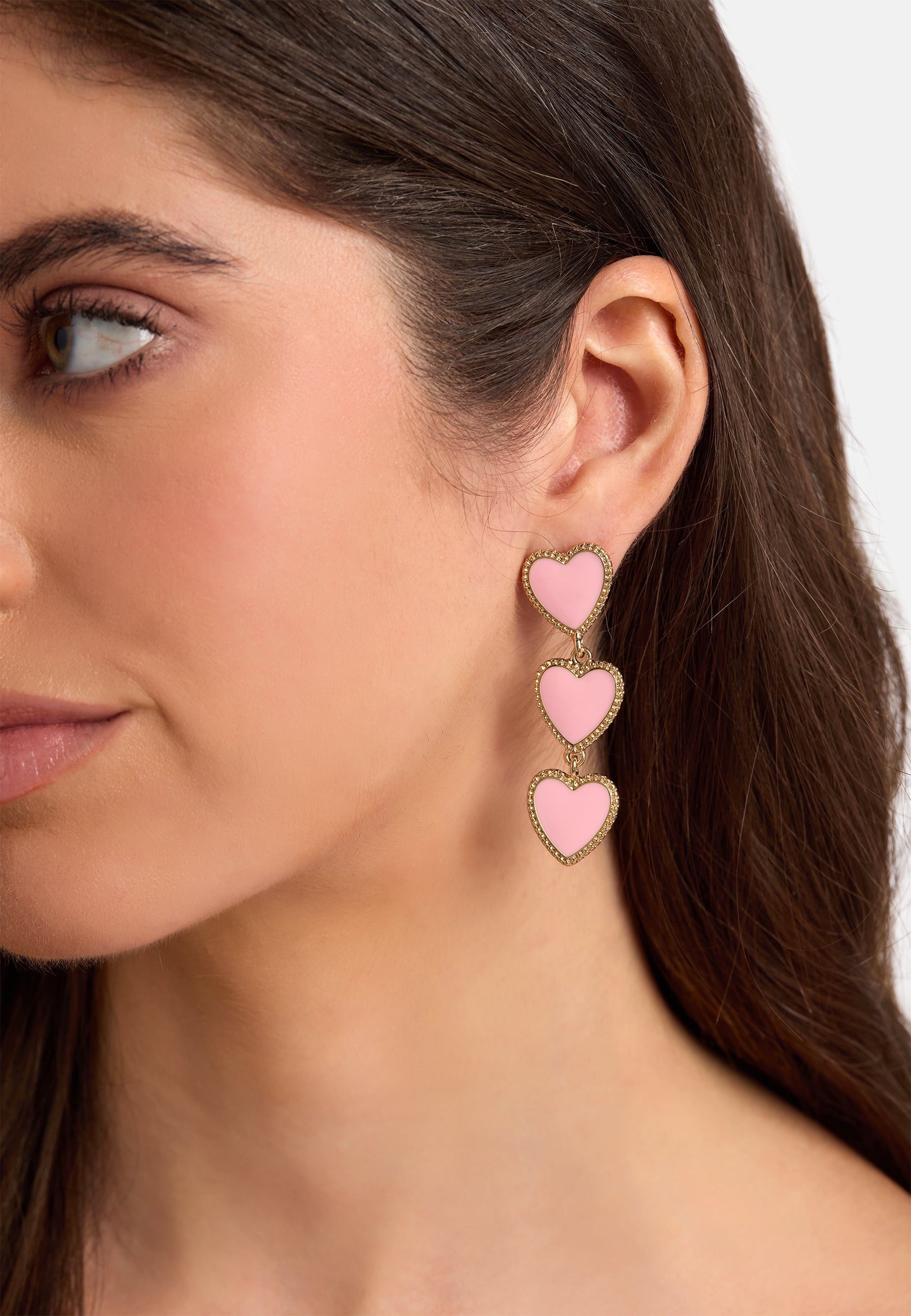 MB Maeva Gold-Plated Pink Heart Earrings