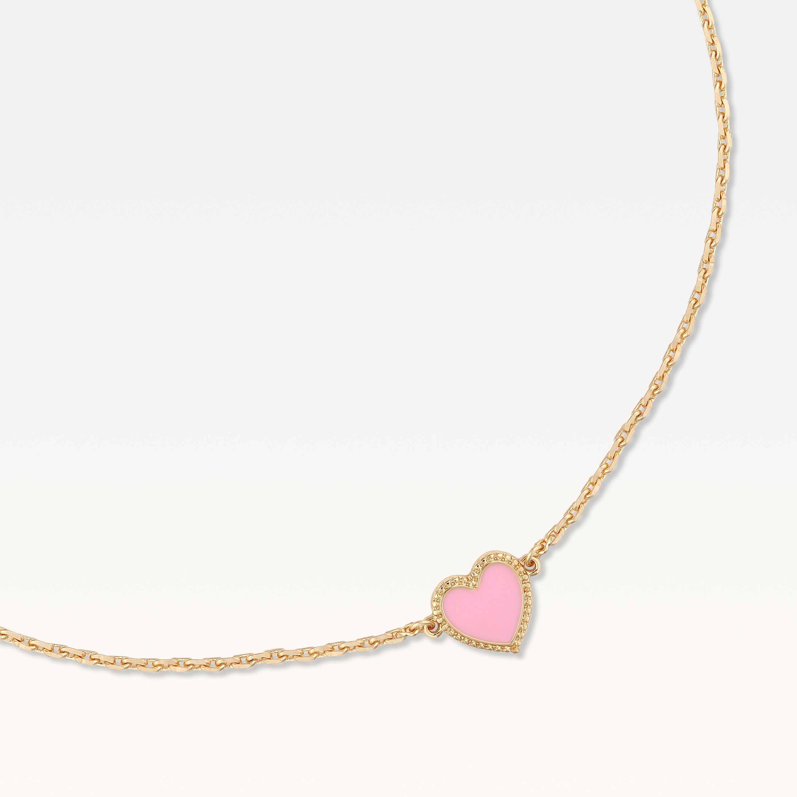 MB Maeva Gold-Plated Pink Heart Necklace