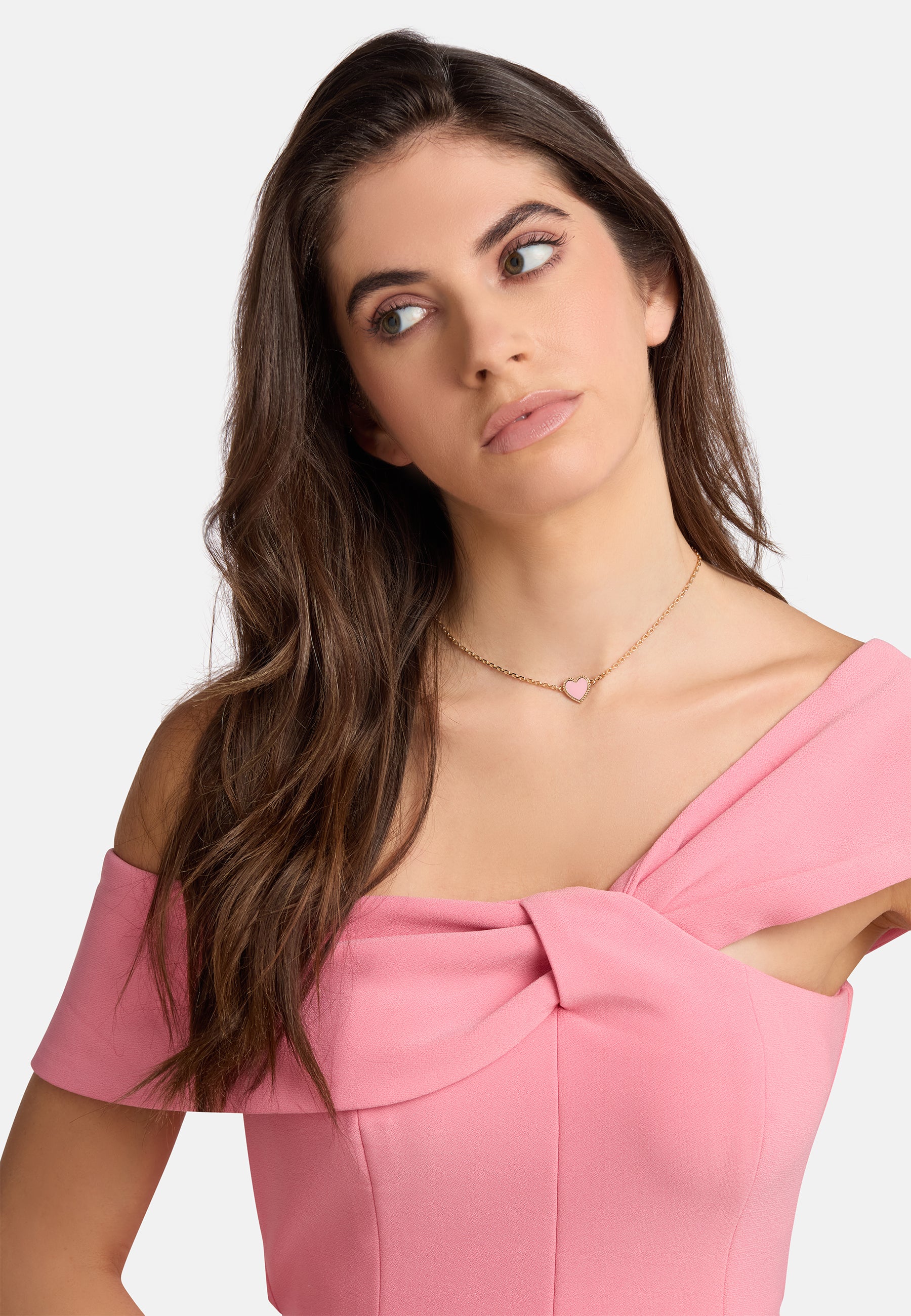 MB Maeva Gold-Plated Pink Heart Necklace