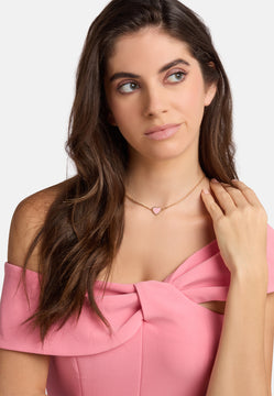 MB Maeva Gold-Plated Pink Heart Necklace