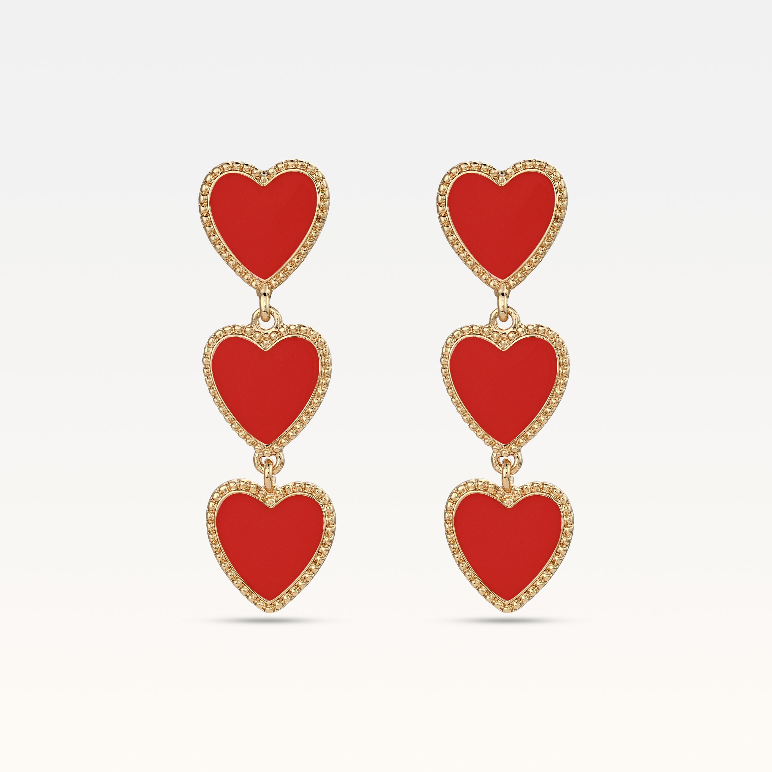 MB Maeva Gold-Plated Red Heart Earrings