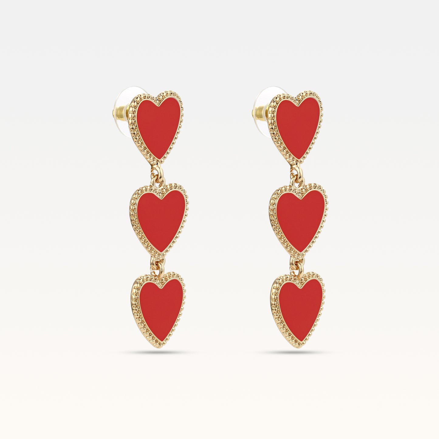 MB Maeva Gold-Plated Red Heart Earrings