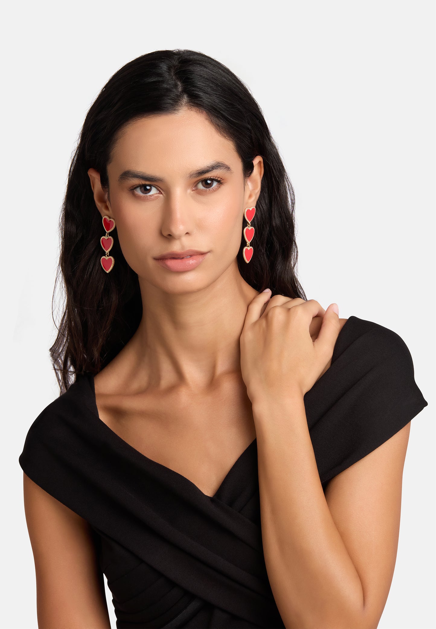 MB Maeva Gold-Plated Red Heart Earrings