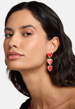 MB Maeva Gold-Plated Red Heart Earrings