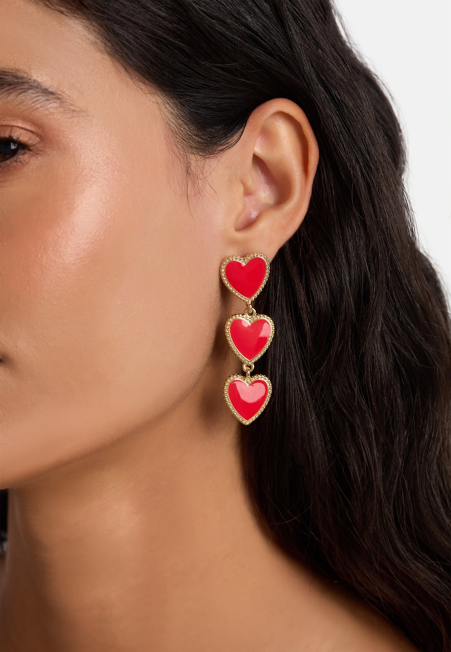 MB Maeva Gold-Plated Red Heart Earrings