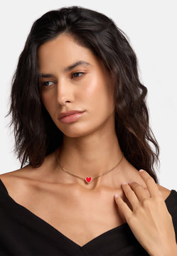 MB Maeva Gold-Plated Red Heart Necklace