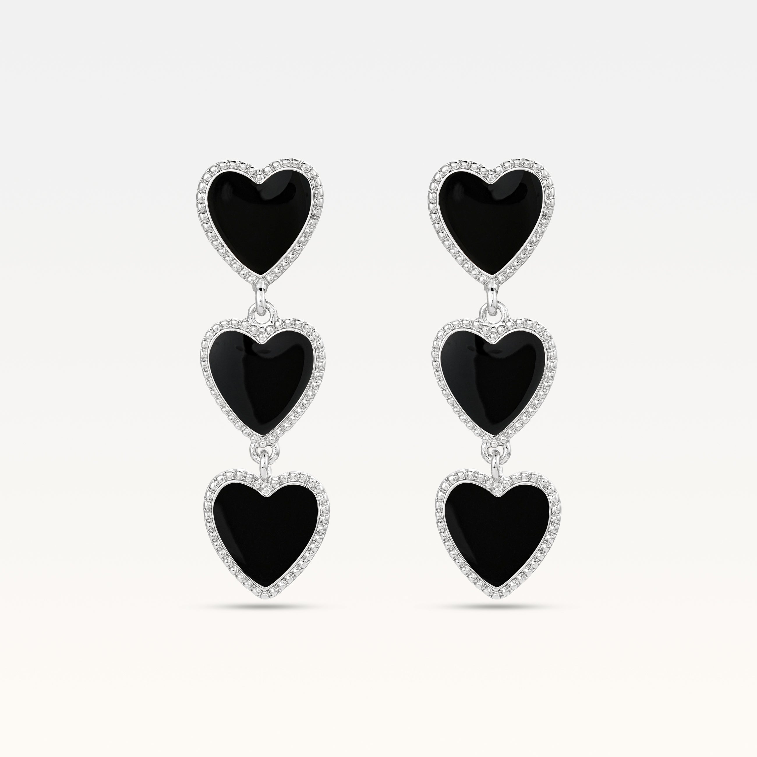 MB Maeva Silver-Plated Black Heart Earrings