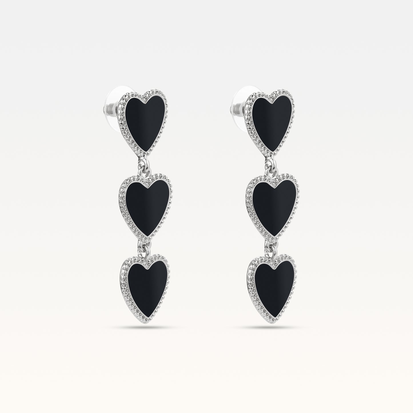 MB Maeva Silver-Plated Black Heart Earrings