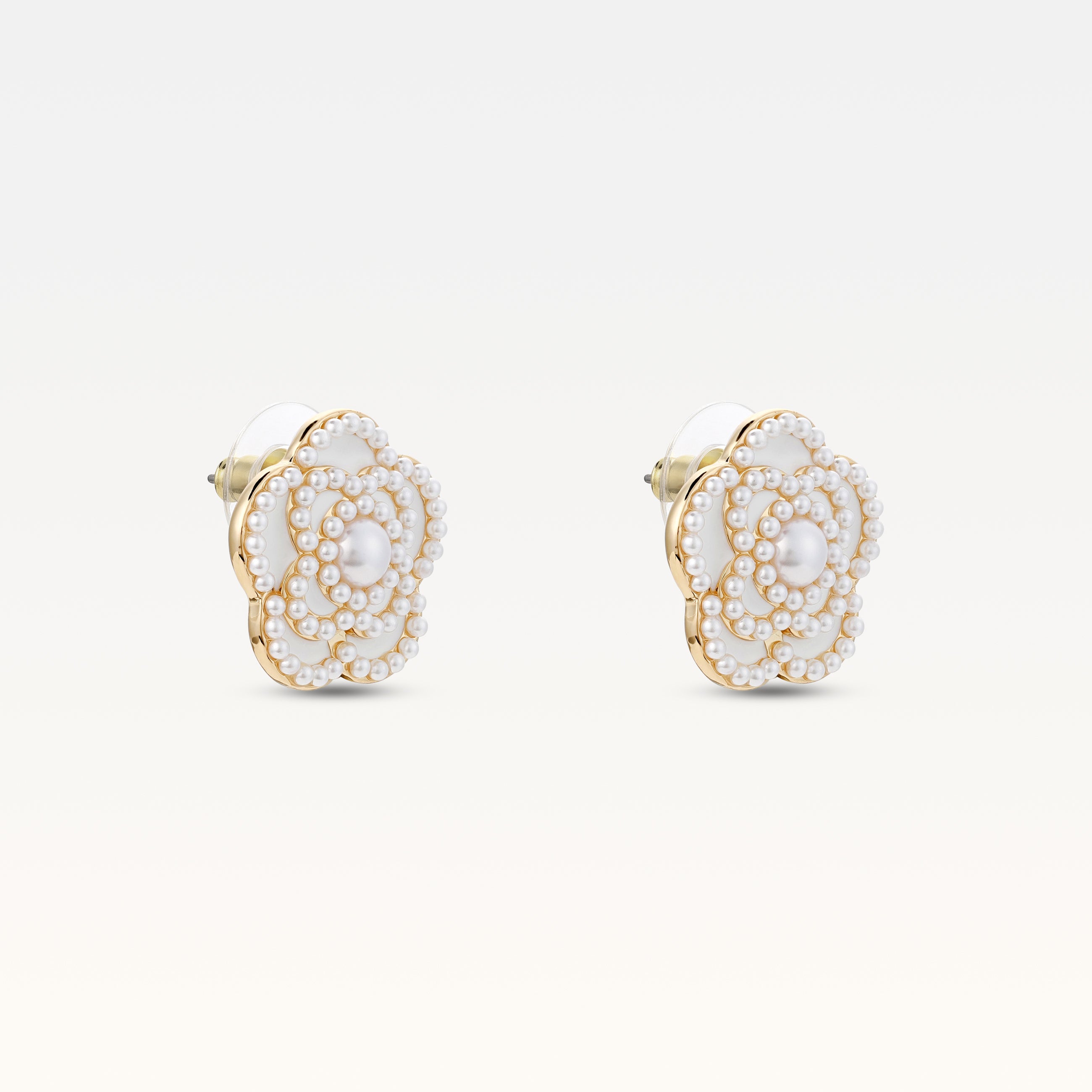 MB Signature Gold-Plated Blanc Camelia Earrings