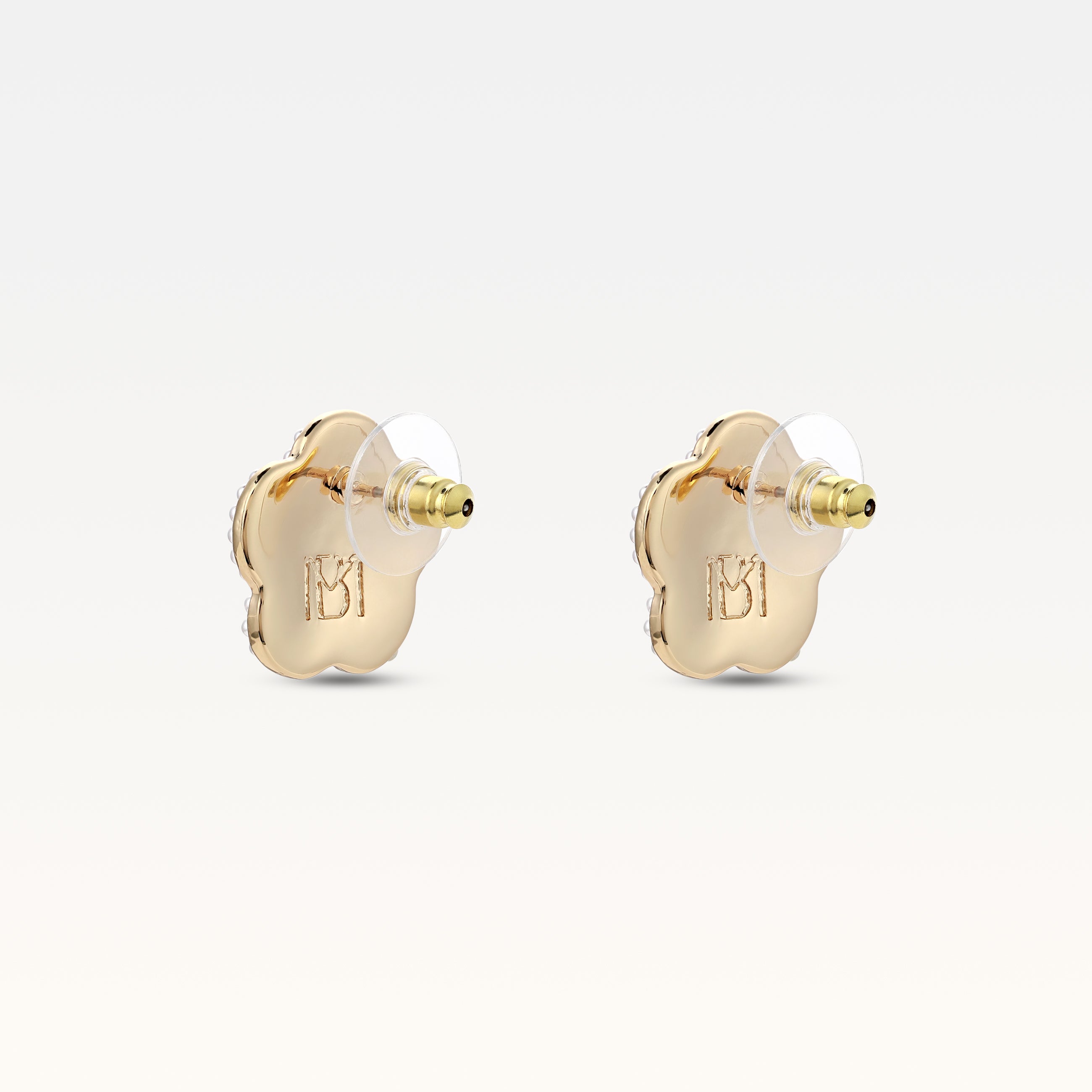 MB Signature Gold-Plated Blanc Camelia Earrings