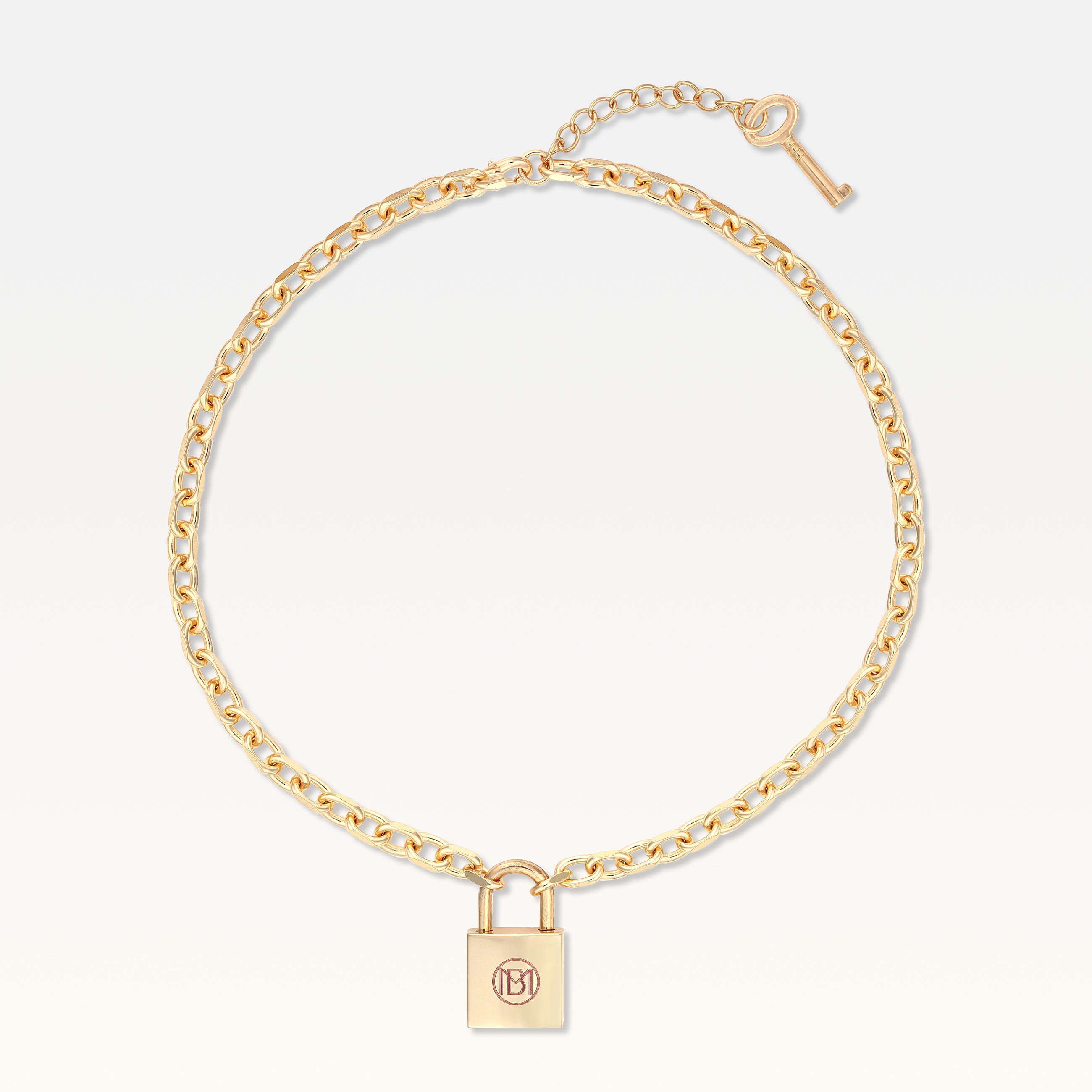 MB Signature Gold-Plated Lock & Key Necklace