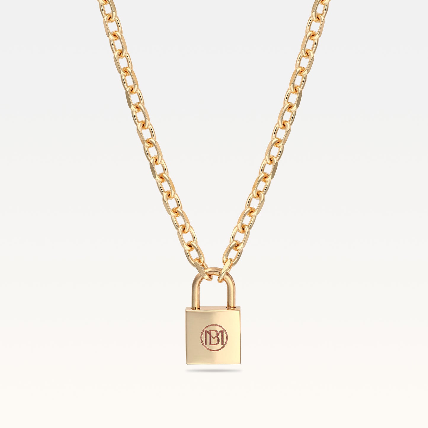 MB Signature Gold-Plated Lock & Key Necklace