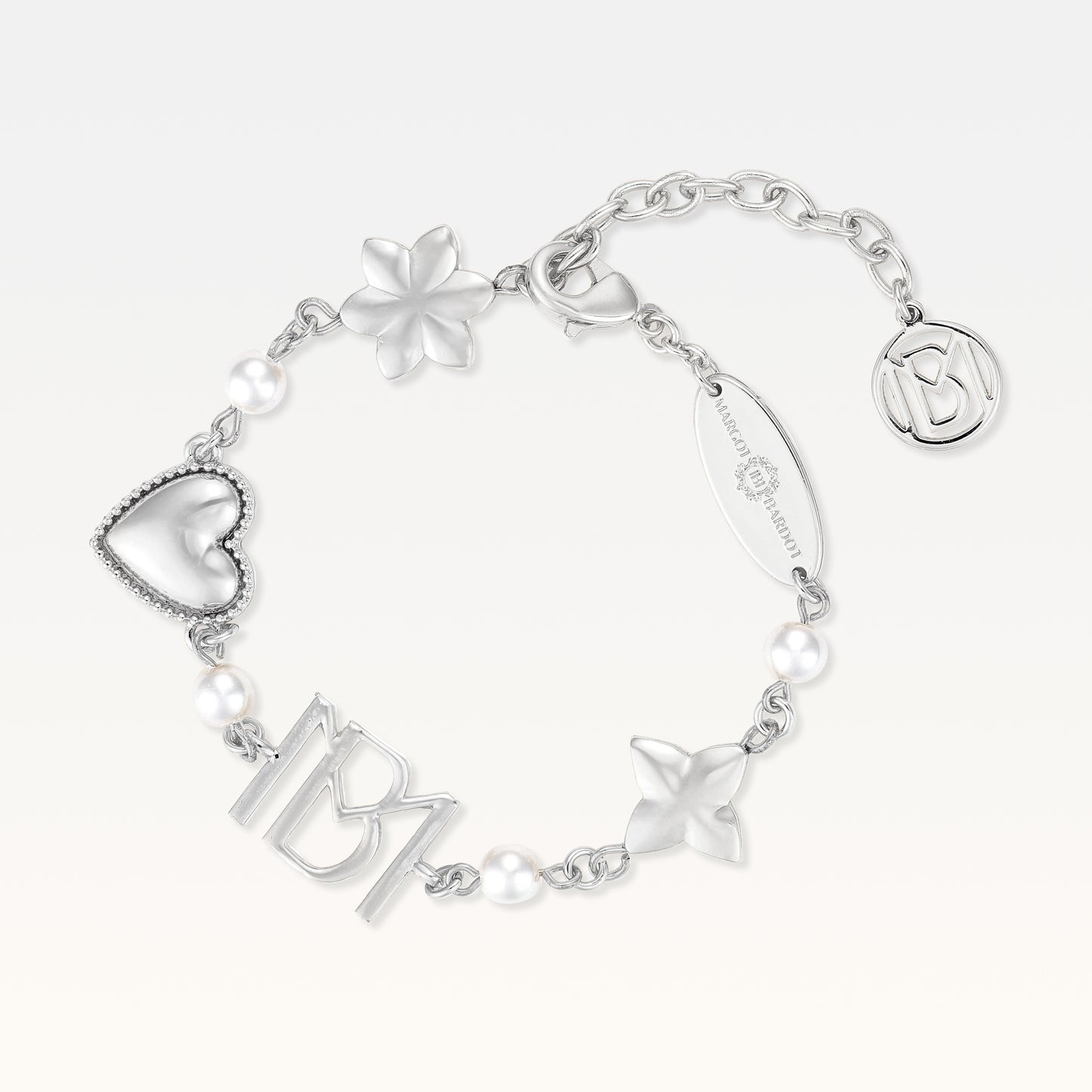 MB Signature Silver-Plated Heart Bracelet