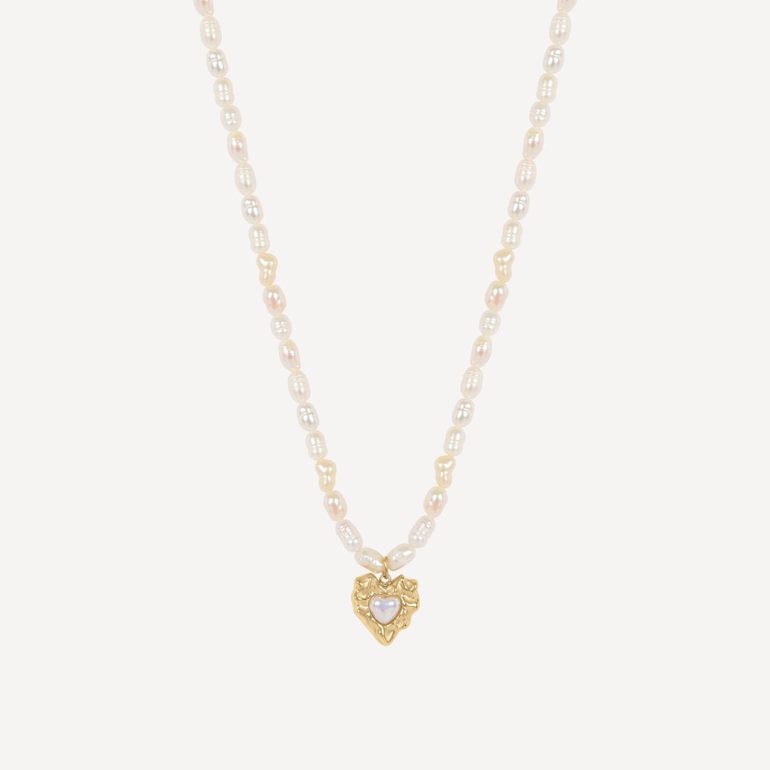 Milou Heart Necklace - Pearl