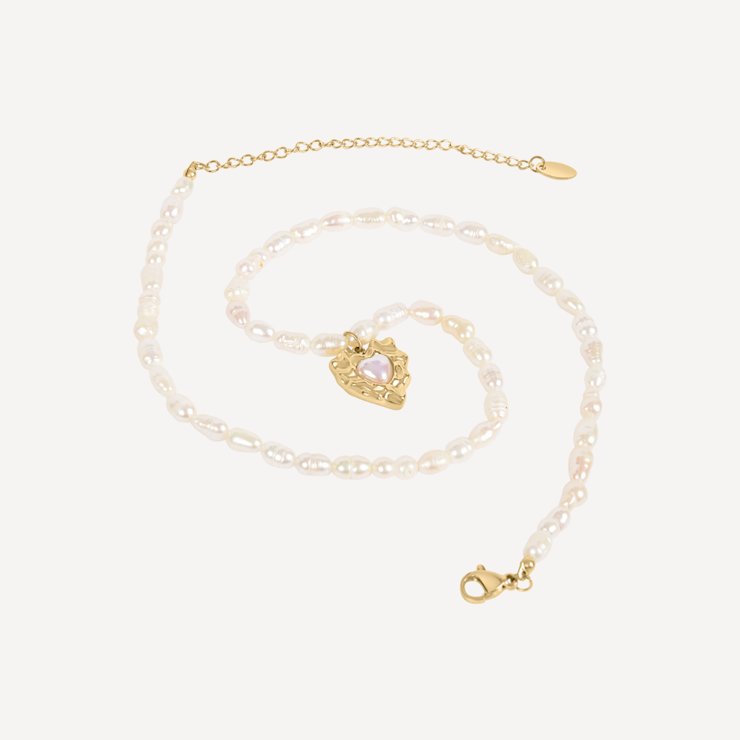 Milou Heart Necklace - Pearl