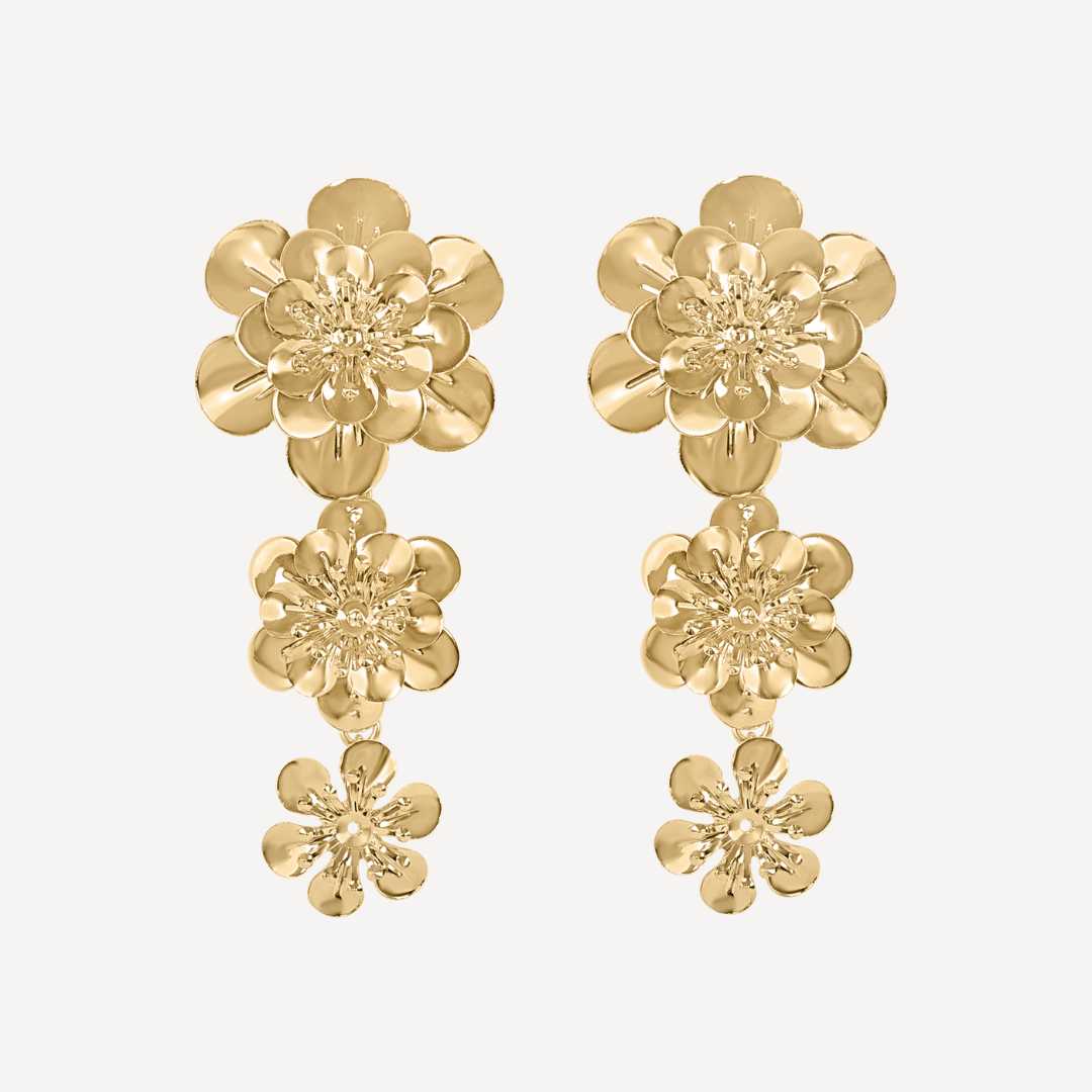 Andrea Flower Earrings - Gold Margot Bardot Online