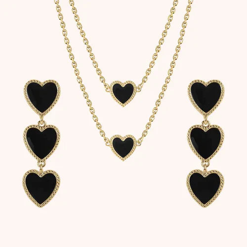 MB Maeva Gold-Plated Black Heart Set