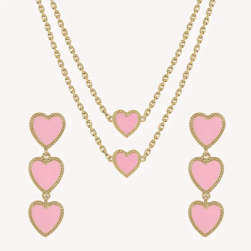 MB Maeva Gold-Plated Pink Heart Set