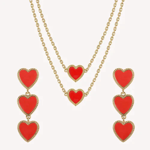 MB Maeva Gold-Plated Red Heart Set
