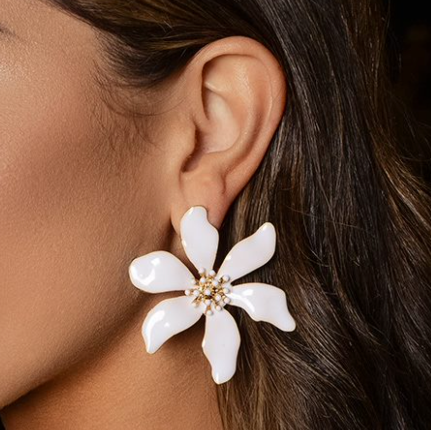 Fleur Earrings - White