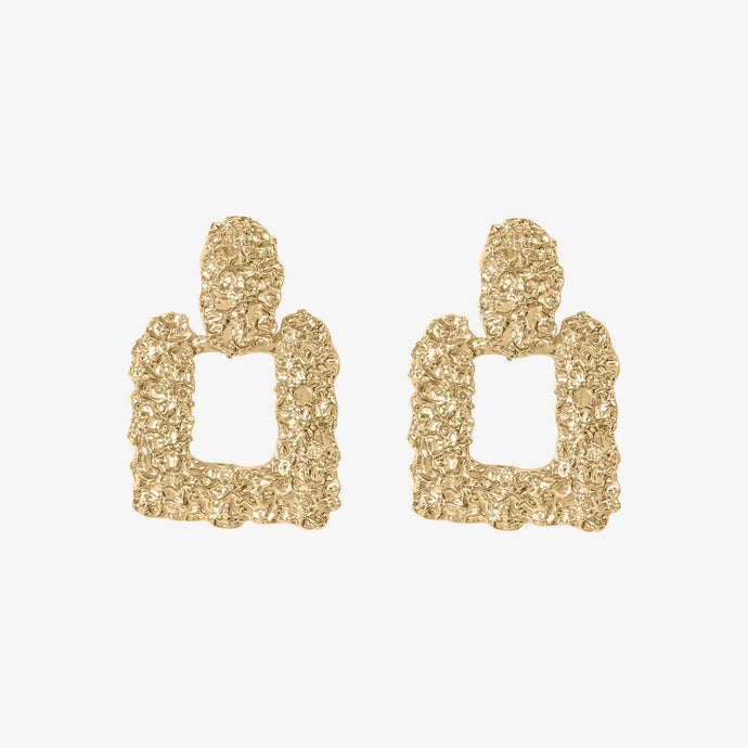 Textured Earrings Square - Gold Margot Bardot Online
